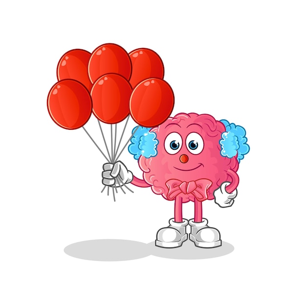 Brain clown with balloons vector. cartoon character