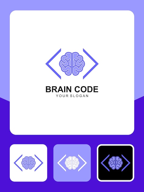 brain code logo design and icons