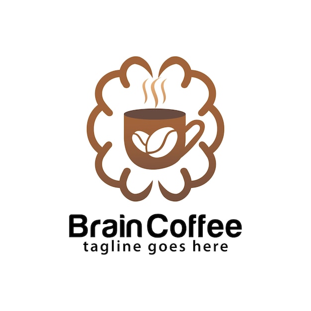 Brain coffee logo design template