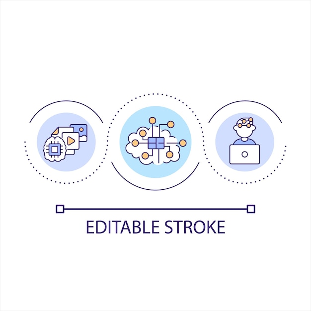 Brain computer interface loop concept icon