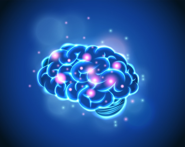 Vector brain concept of blue background