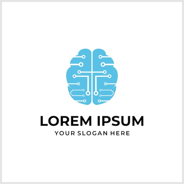 Vettore progettazione del logo della connessione cerebrale collezione di logo della tecnologia cerebrale intelligente creativa.