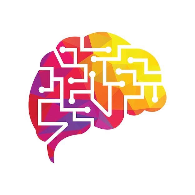 ベクトル 脳接続ロゴ デザイン デジタル脳ロゴ テンプレート神経学のロゴ考えるアイデア コンセプト
