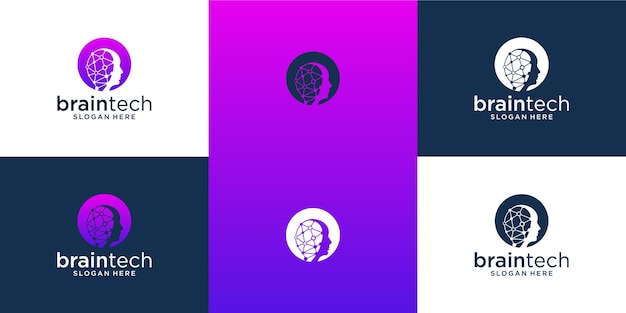 脳接続ロゴデザインデジタル脳技術ロゴと名刺