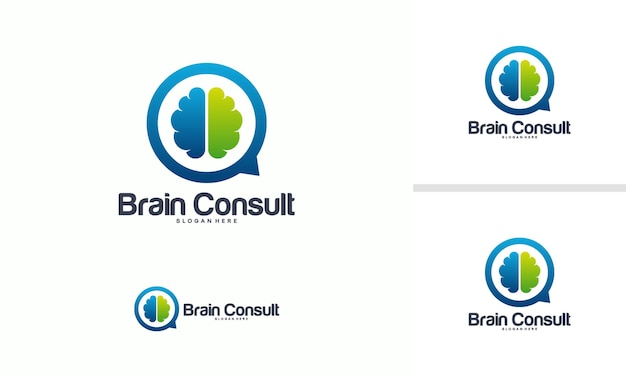 Вектор концепции дизайна логотипа brain consult, значок логотипа мозга