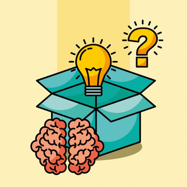 Brain creative idea box bulb question