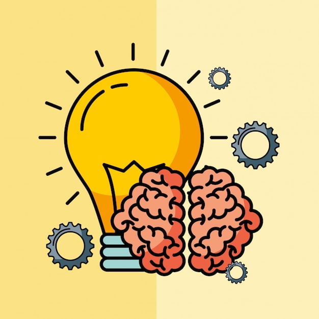 Vector brain creative idea bulb innovation