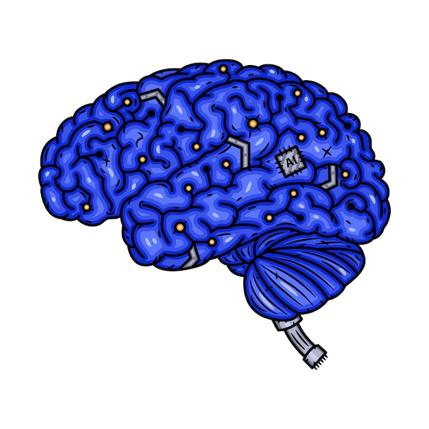 뇌. 사이버 뇌 그림 절연