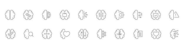 Вектор Иконки различных линий мозга устанавливают иллюстрацию концепция идеи креативности мозга