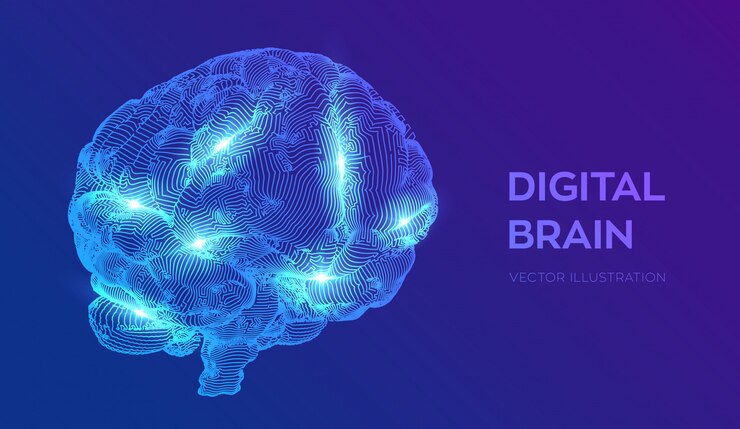 Vector brain. digital brain. neural network.