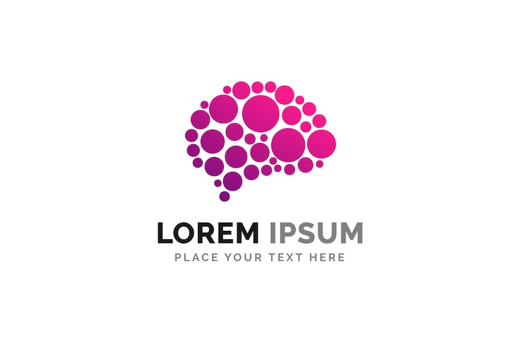 Vector brain dots logo design template. brain icon design in gradient style
