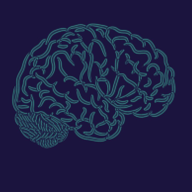 Vector brain dots silhouette