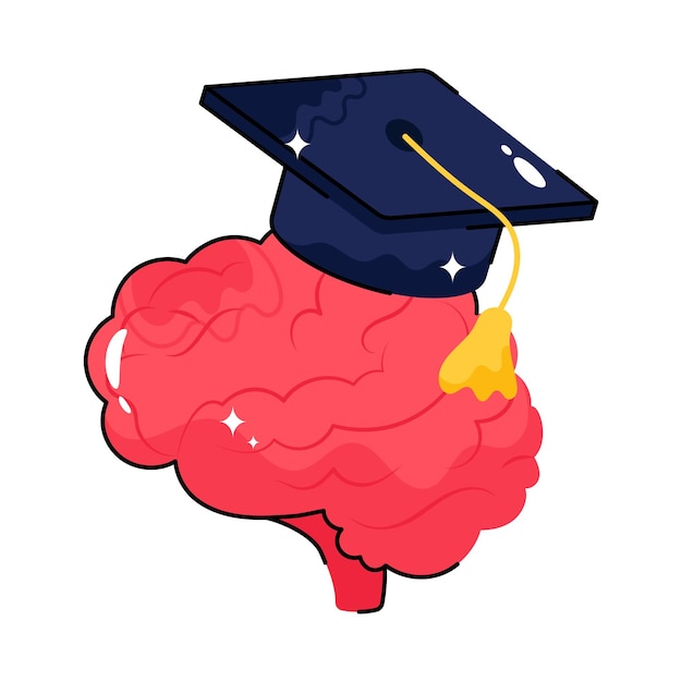 brain education doodle vector filled outline sticker eps 10 file