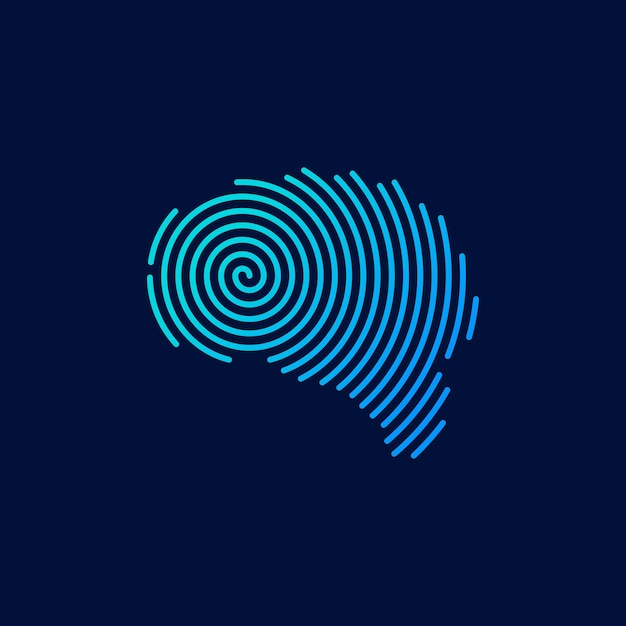 Brain finger print fingerprint lock secure security logo vector icon illustration