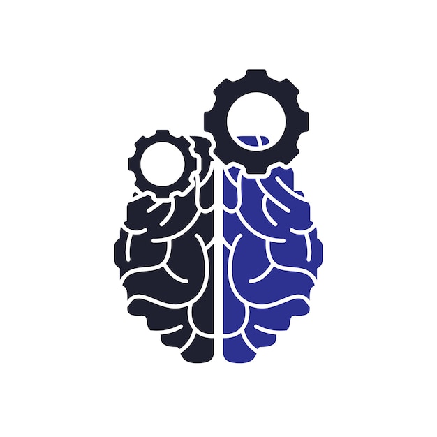 Brain and gear cog logo design Education and mechanic symbol or icon