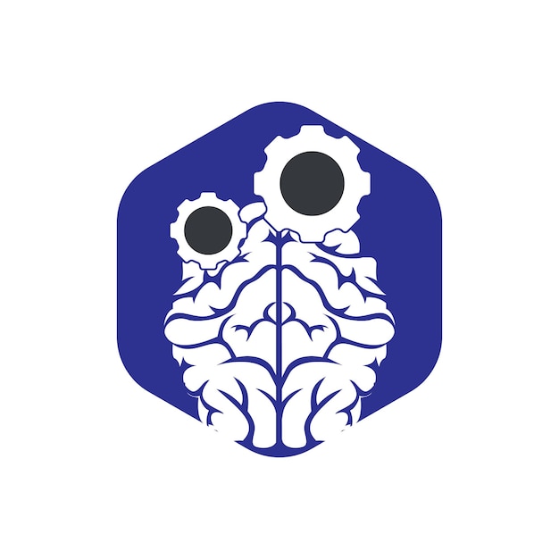 Brain and gear cog logo design