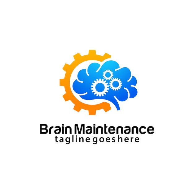 Brain gear logo design template