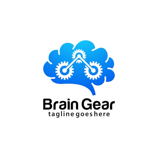 Brain gear logo design template