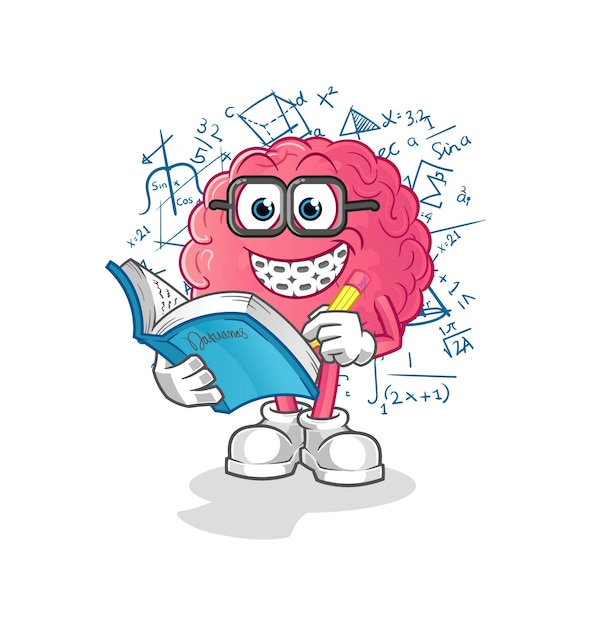 brain geek cartoon. cartoon mascot vector