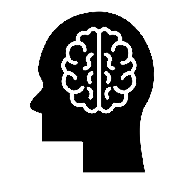 Brain Glyph Solid Black Illustration