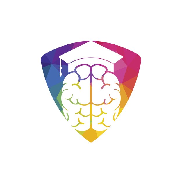 Brain and graduation cap icon design