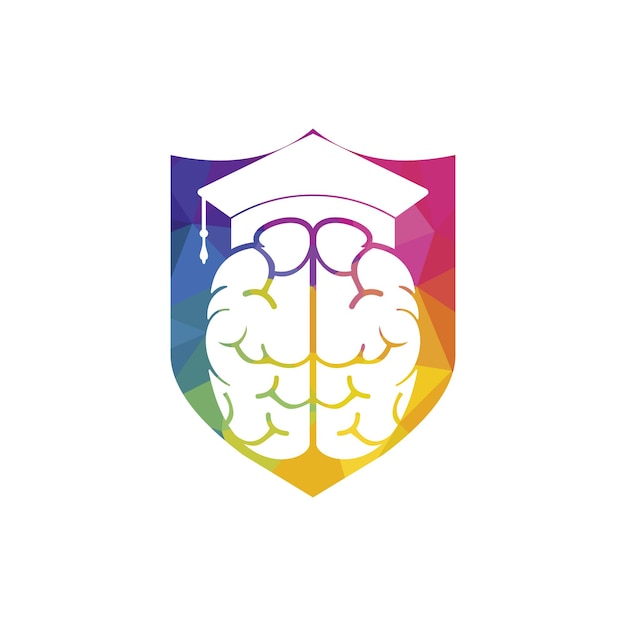 Brain and graduation cap icon vector logo design