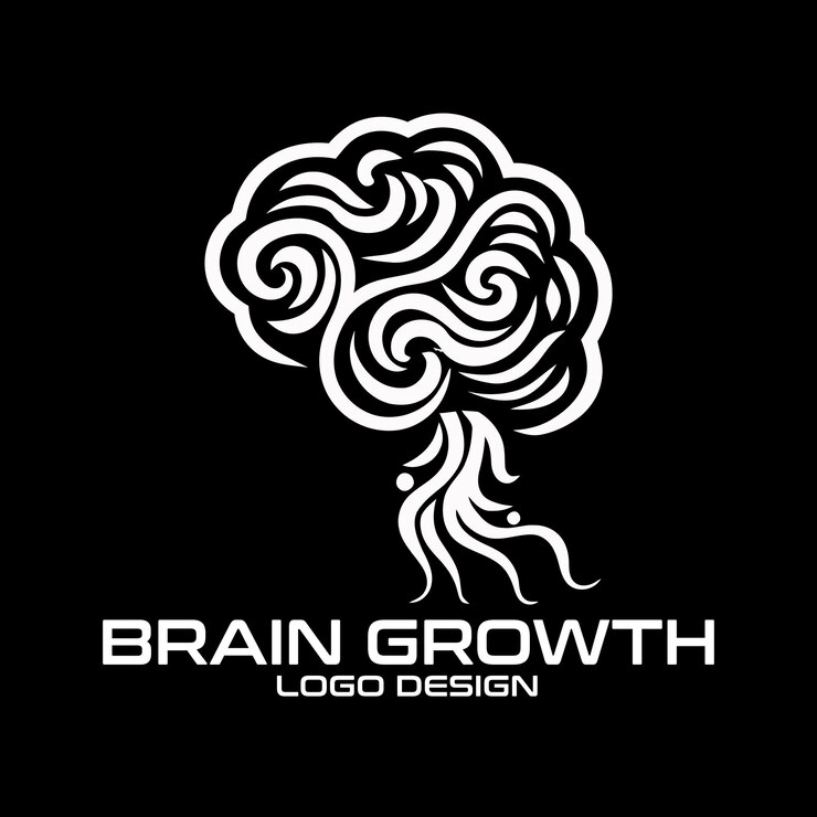 Vector brain growth vector logo design