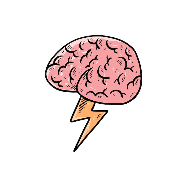 brain hand drawn illustration vector