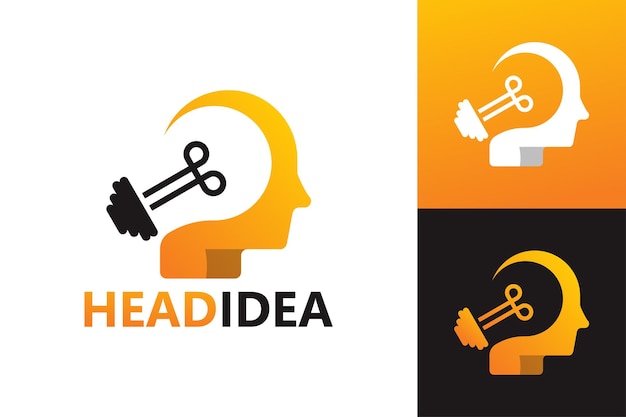 Brain head idea logo template premium vector