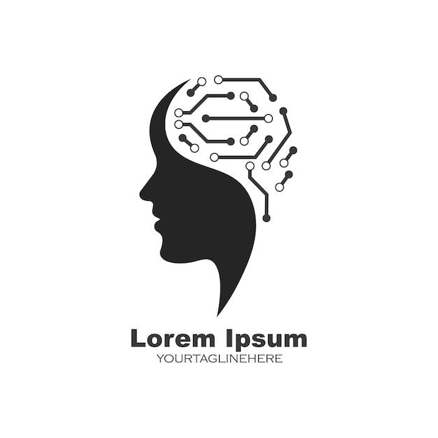 Brain head tech vector illustration design template