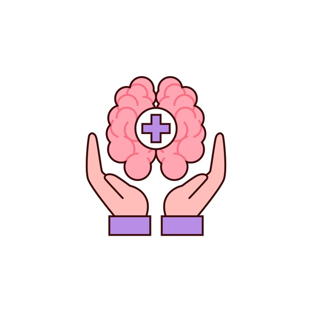 Brain health care concept and hand illustration