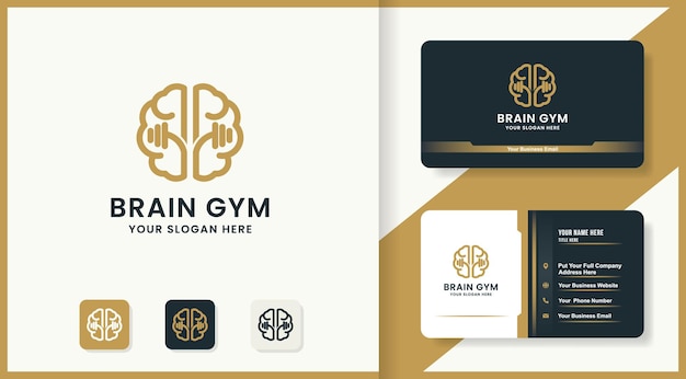 Дизайн логотипа тренажерного зала для здоровья мозга и визитная карточка