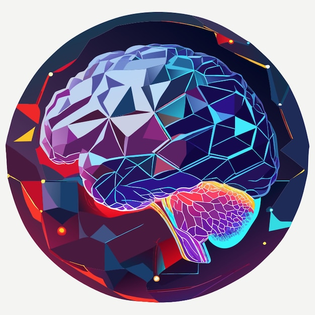 Vector brain hologram hitech polygon vector illustration