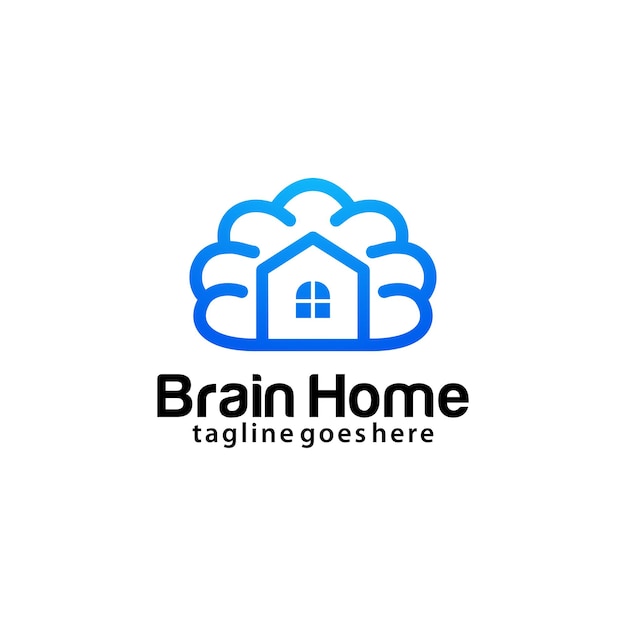 脳の家のロゴのデザインテンプレート