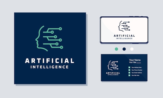 Brain human artificial abstract smart tech logo design inspiration