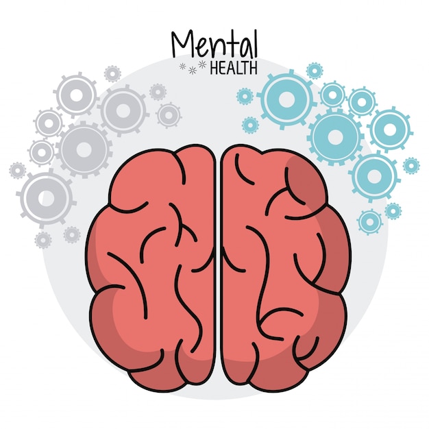 Brain human mental health gears image