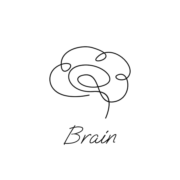 Brain icon continue single line illustration