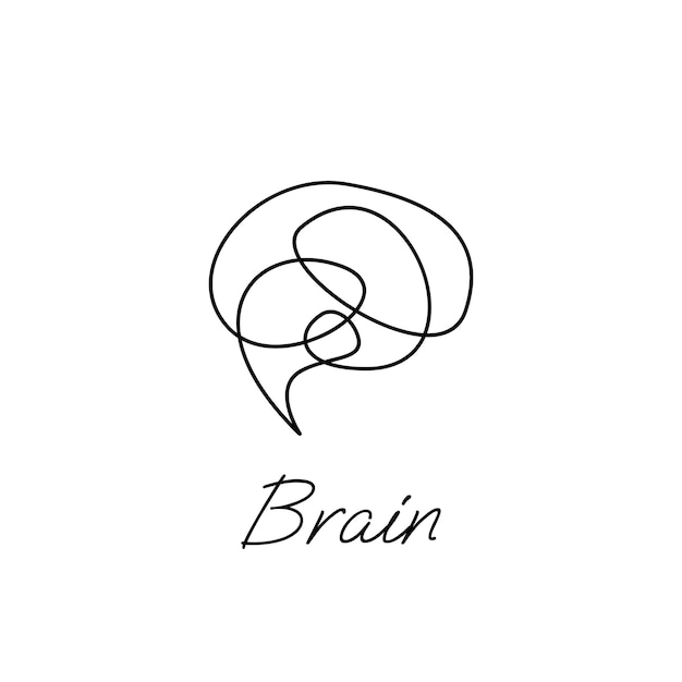 Brain icon continue single line illustration