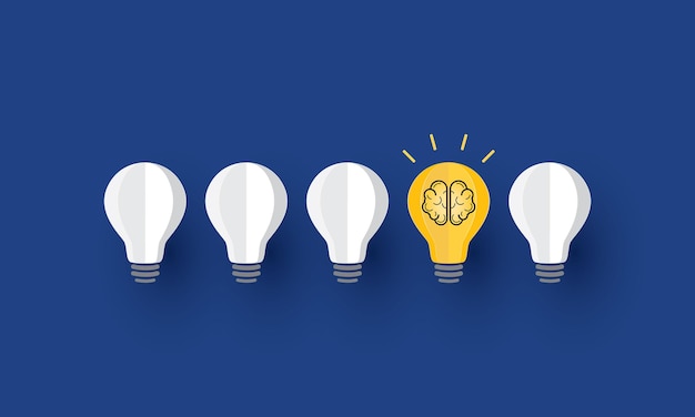 Brain icon inside light bulb Creative idea Concept inspiration business