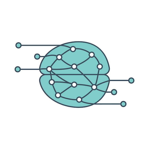 내부 인공 지능 신경망이 있는 두뇌 아이콘