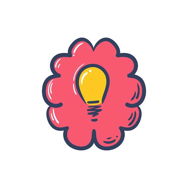 Brain innovative idea light bulb design thinking creative doodle illustration vector concept