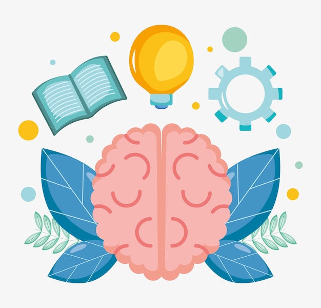 Vettore illustrazione del cervello e della conoscenza