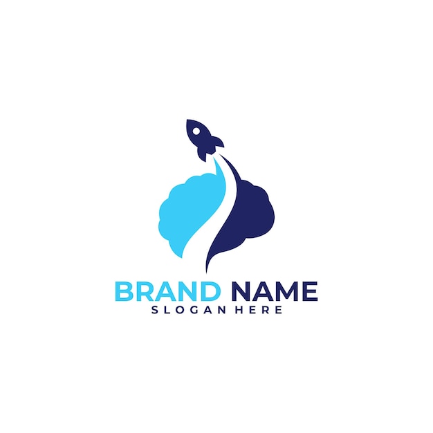 Brain launch logo vector design template