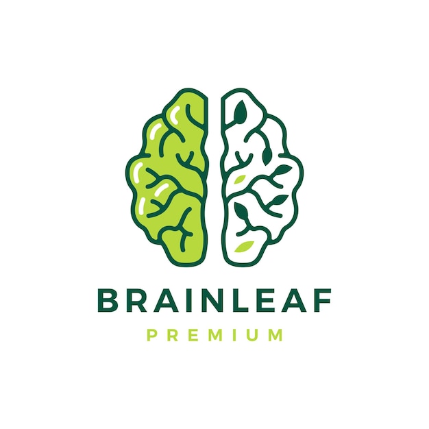 Brain leaf think smart natural tree logo template