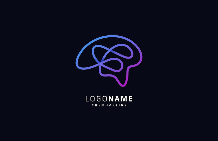Vector brain line logo design vector template