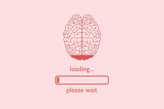 Brain loading please wait creative concept