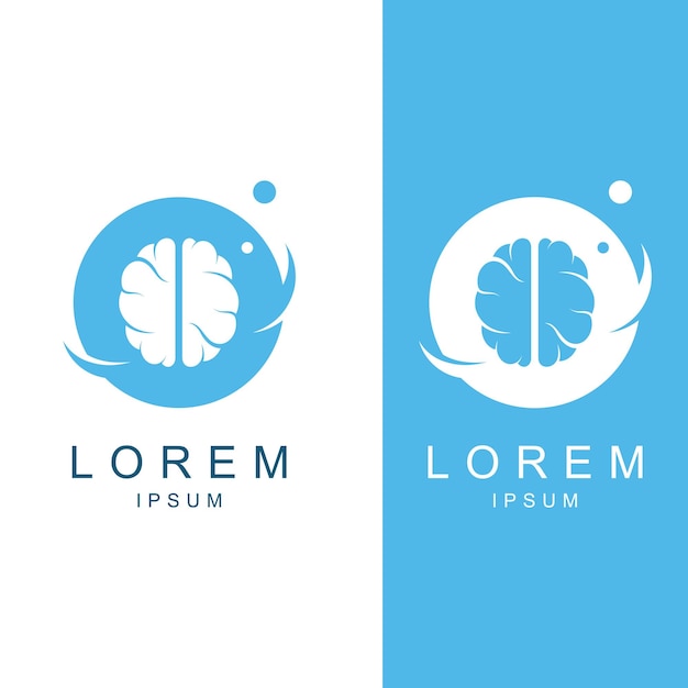 Logo del cervello logo del cervello con una combinazione di tecnologia e cellule nervose della parte cerebrale con modello di illustrazione vettoriale del concetto di design