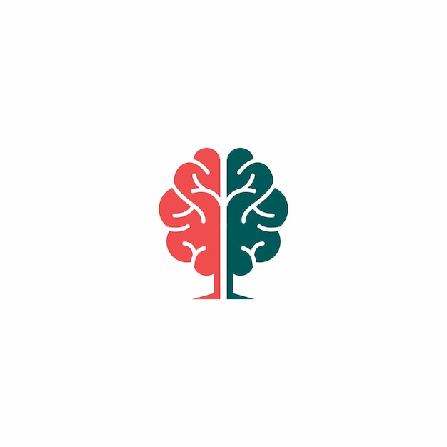 дизайн логотипа мозга, дерево мозга, энергия мозга.