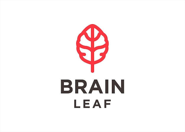 Brain logo design smart with leaf tree nature concept