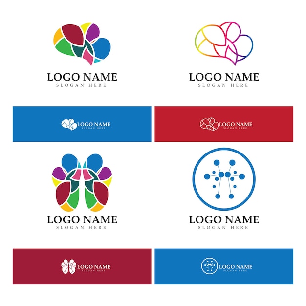 Концептуальный вектор дизайна логотипа мозга Health Brain Pulse logo